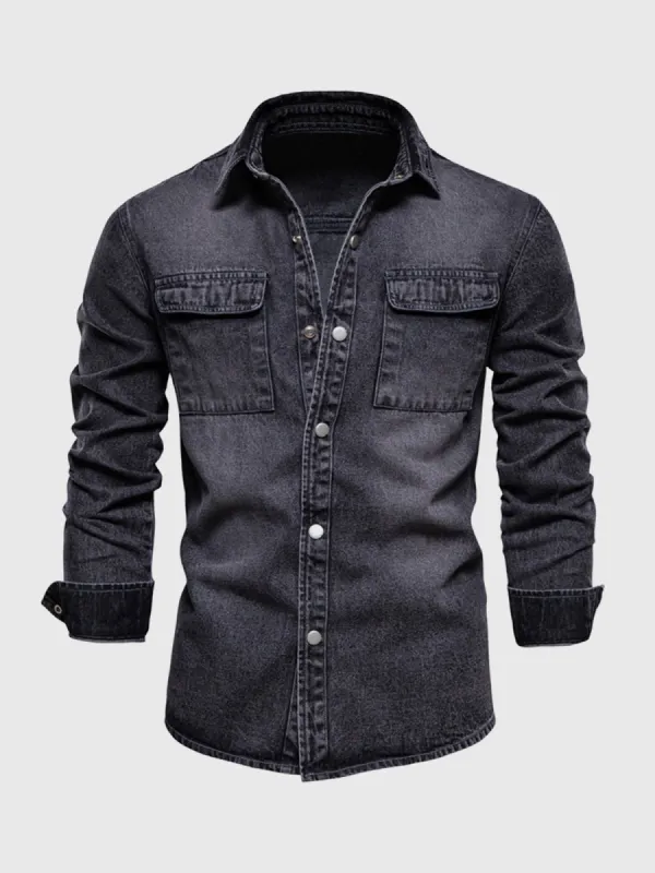 Casual Button Down Denim Jacket sold by Aha Selected