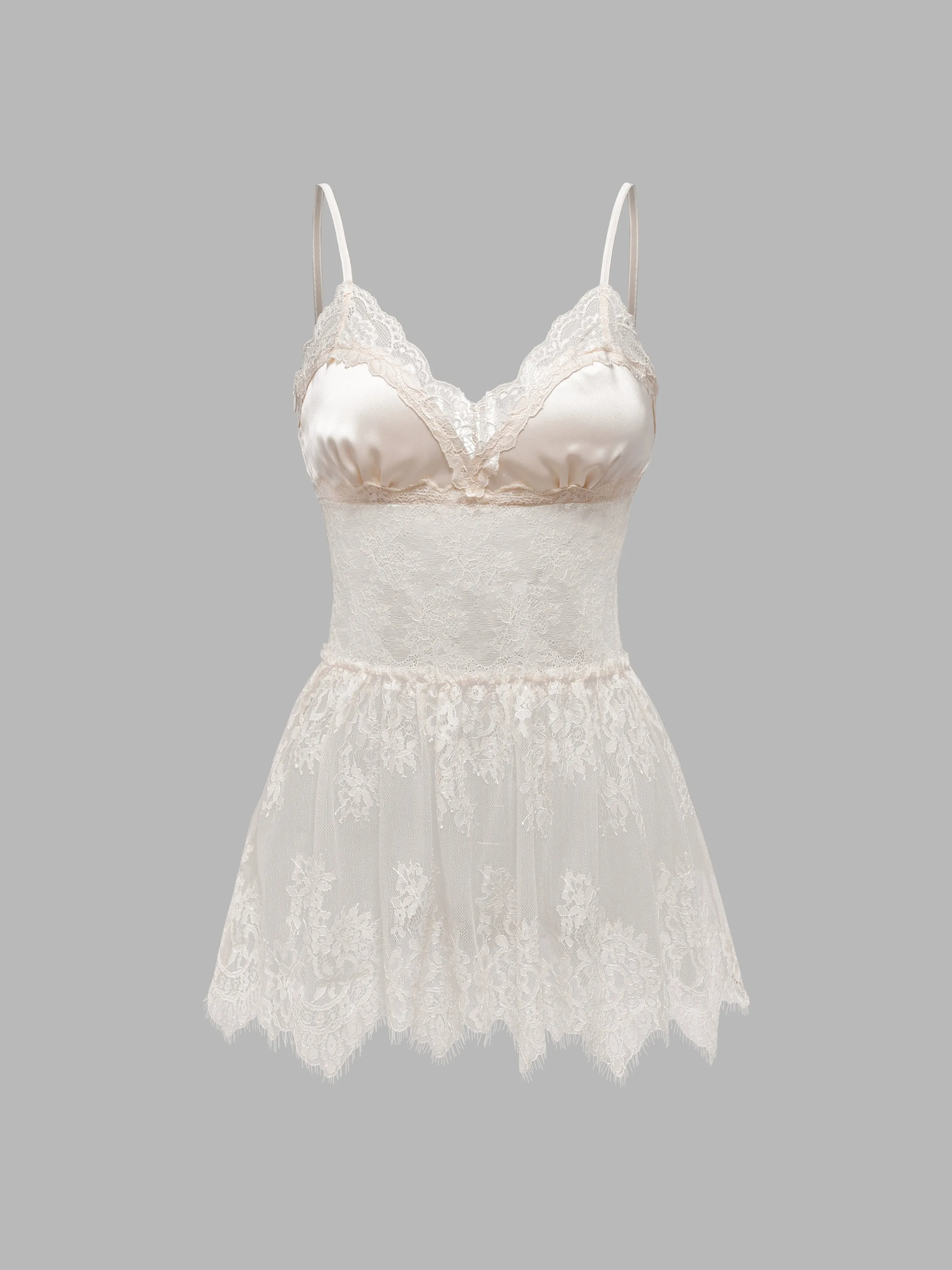 Lace-Trimmed Satin Strappy Vest sold by Aha Selected