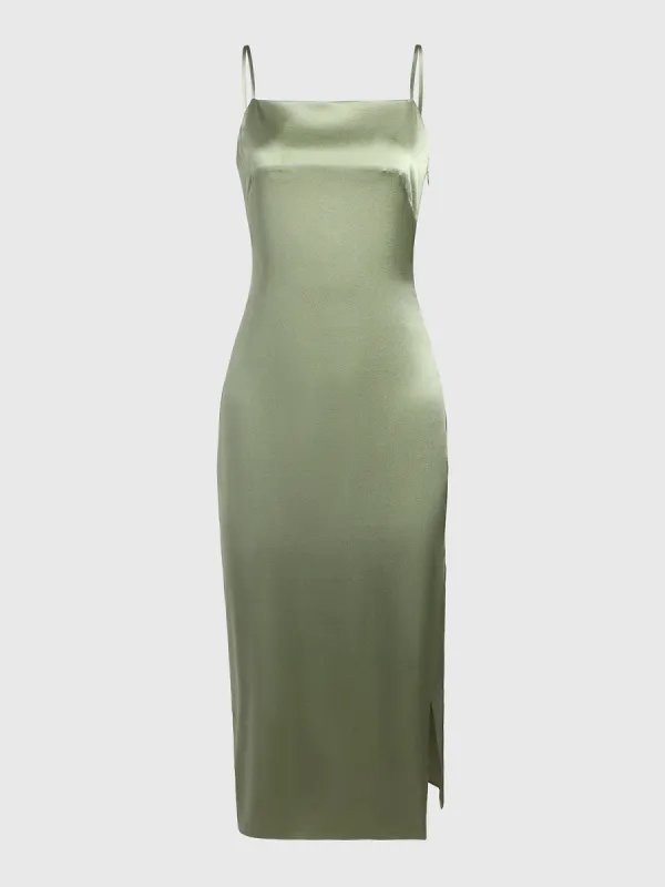 Sicily Mulberry Silk Cami Midi Graduation Dress sold by Aha Selected