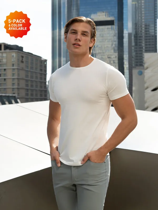 5-Pack All Day Elite Stretch Curve-Hem Tee Short Sleeve sold by Aha Selected