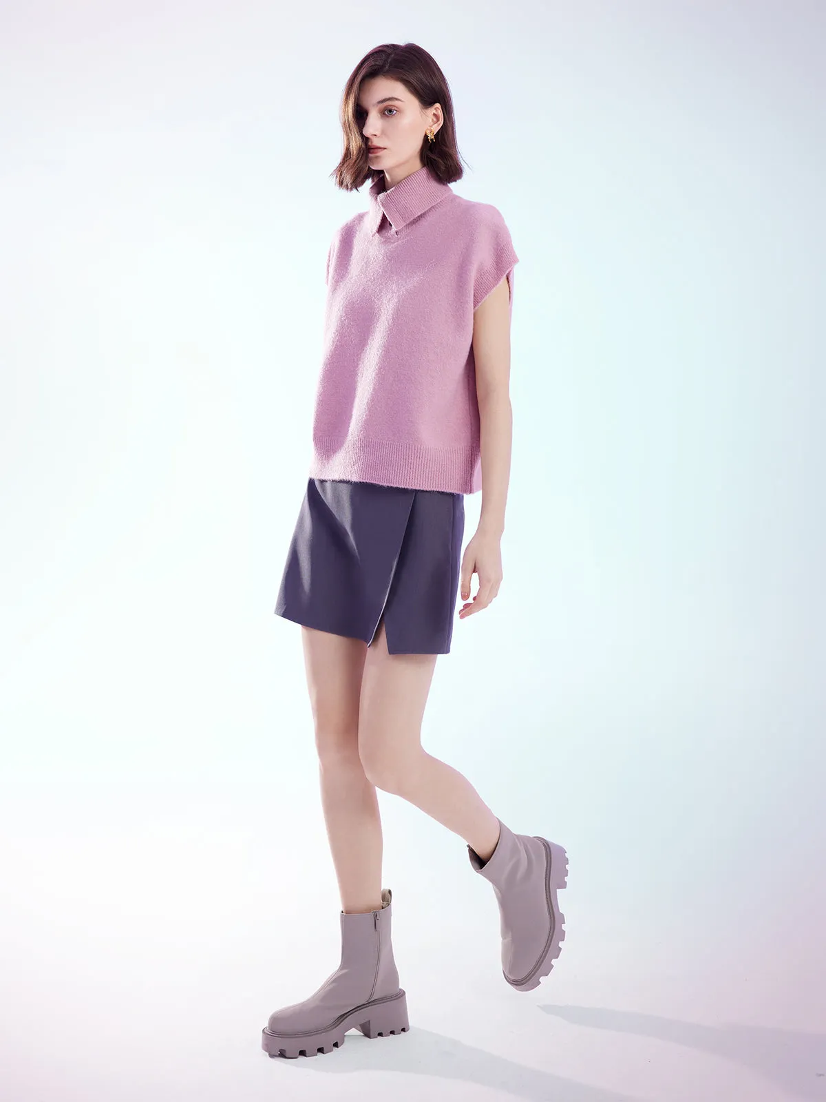 Oversized Short Sleeve Sweater with Turn-down Collar sold by Aha Selected product image thumbnail 5