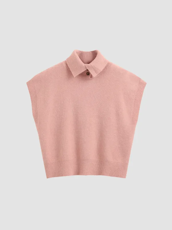 Oversized Short Sleeve Sweater with Turn-down Collar sold by Aha Selected