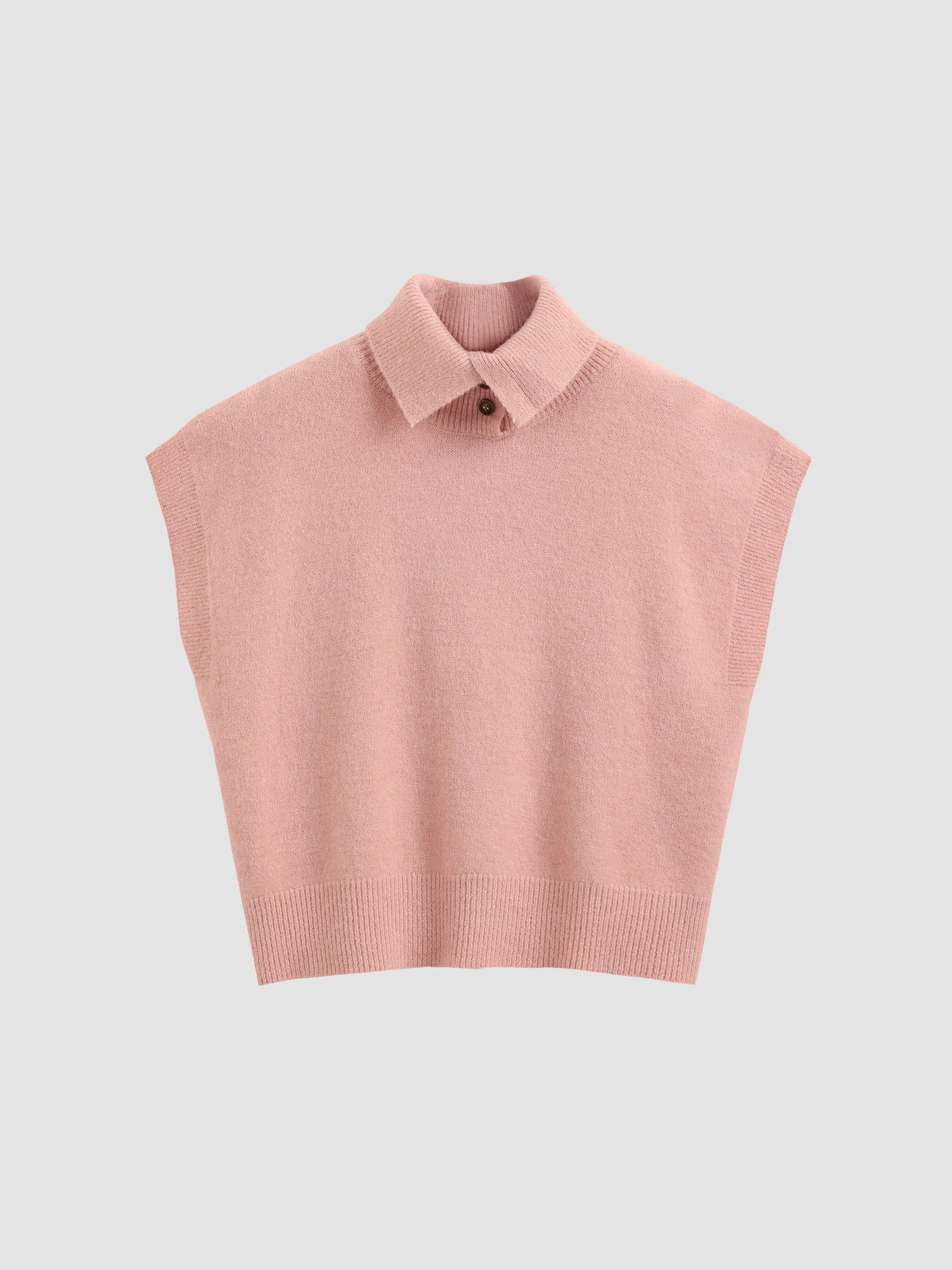 Oversized Short Sleeve Sweater with Turn-down Collar sold by Aha Selected