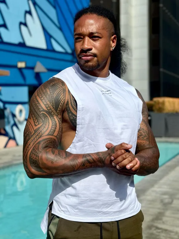 Athletic Drop Armhole Cotton Stretch Tank Top sold by Aha Selected