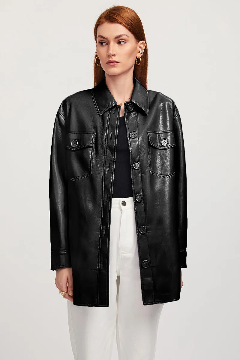 Vegan Leather Shacket sold by Aha Selected