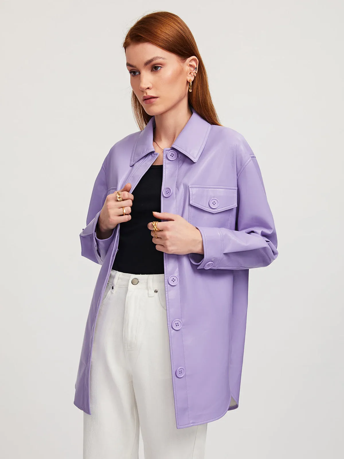 Vegan Leather Shacket sold by Aha Selected product image thumbnail 4