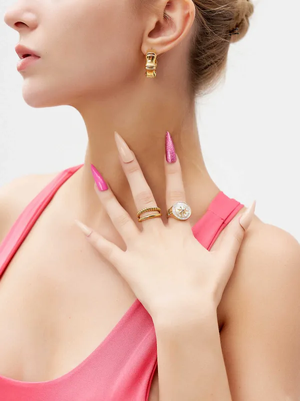 24 pcs long Acuminate fake nails with two colors sold by Aha Selected