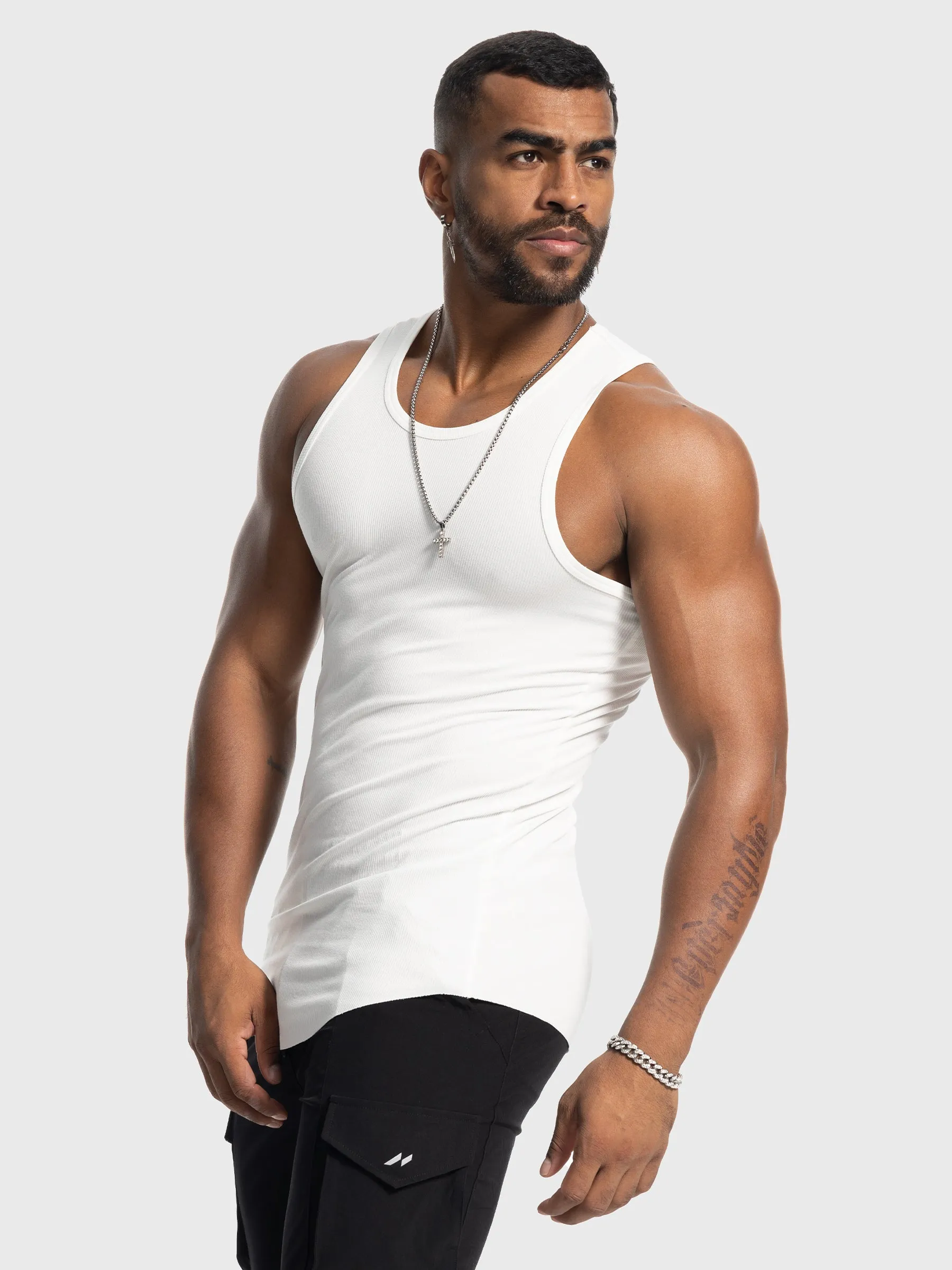 Ribbed Stretch Tank Top Curved Hem New sold by Aha Selected product image thumbnail 2