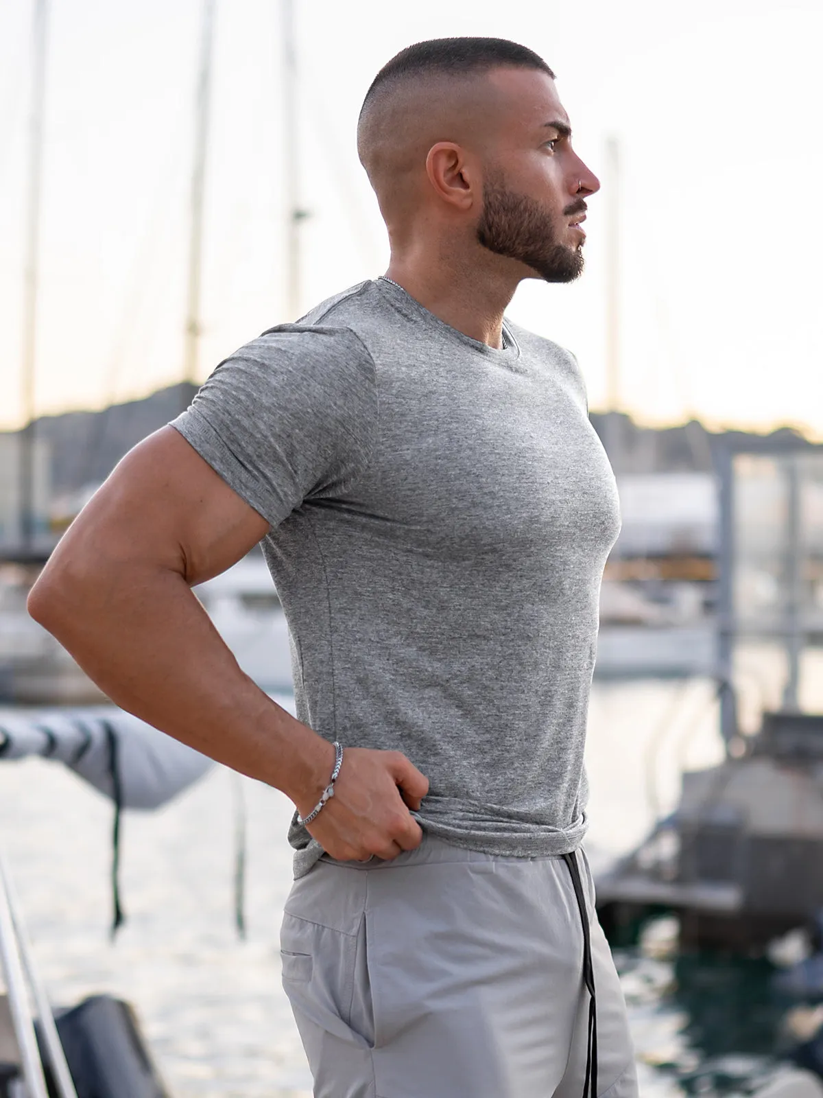 Softest Performance Tee Short Sleeve Grey sold by Aha Selected