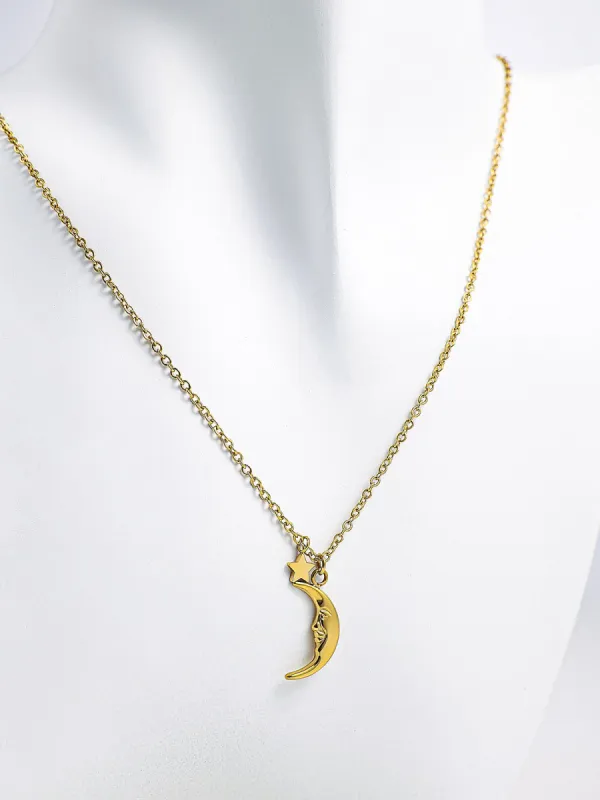 Starmoon Metal Necklace sold by Aha Selected