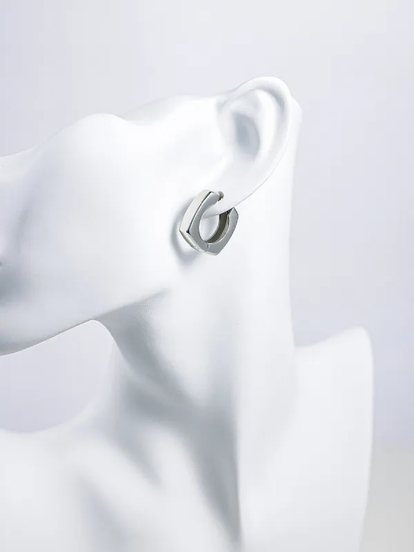 Square Metal Sliver Earrings sold by Aha Selected