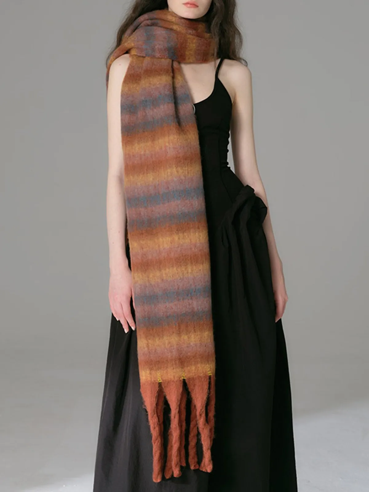 Colorful Stripes Cozy Scarf with Fringes sold by Aha Selected product image thumbnail 4