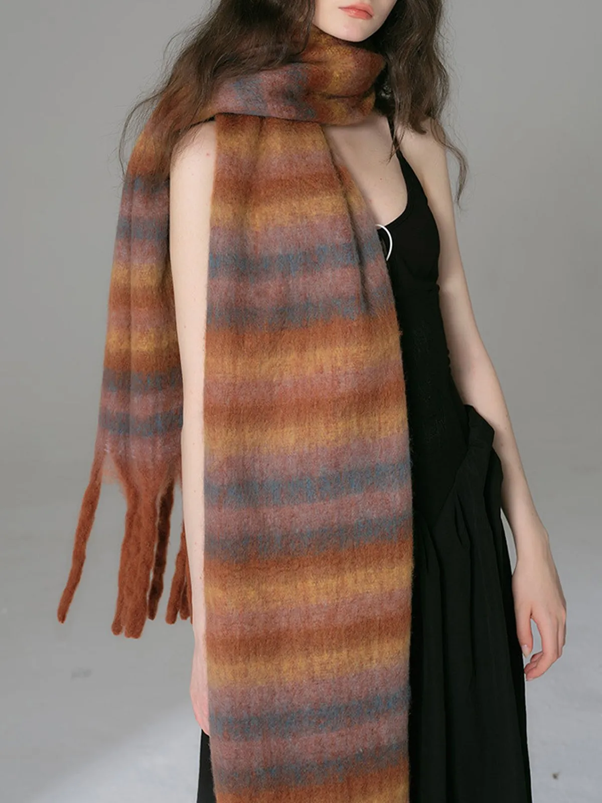 Colorful Stripes Cozy Scarf with Fringes sold by Aha Selected product image thumbnail 2