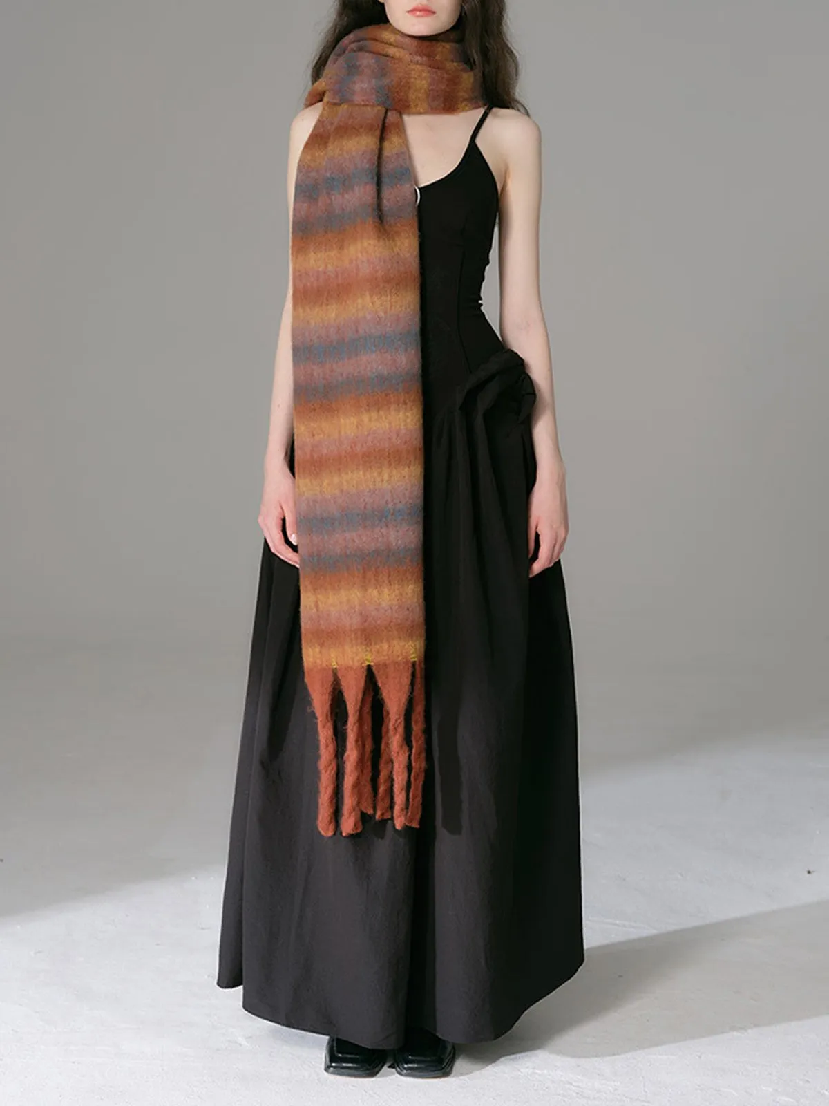 Colorful Stripes Cozy Scarf with Fringes sold by Aha Selected product image thumbnail 3