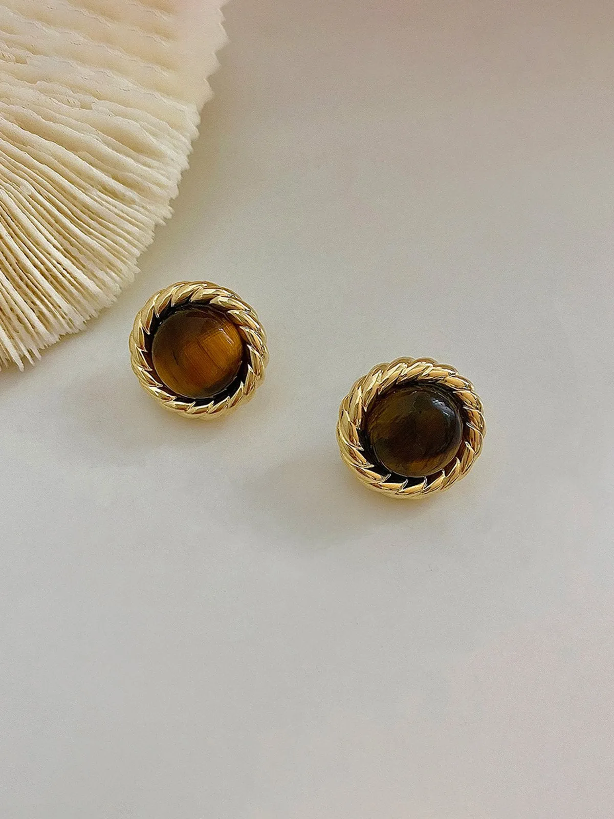 Natural Stone Twist Jewel Stud Earrings sold by Aha Selected product image thumbnail 5