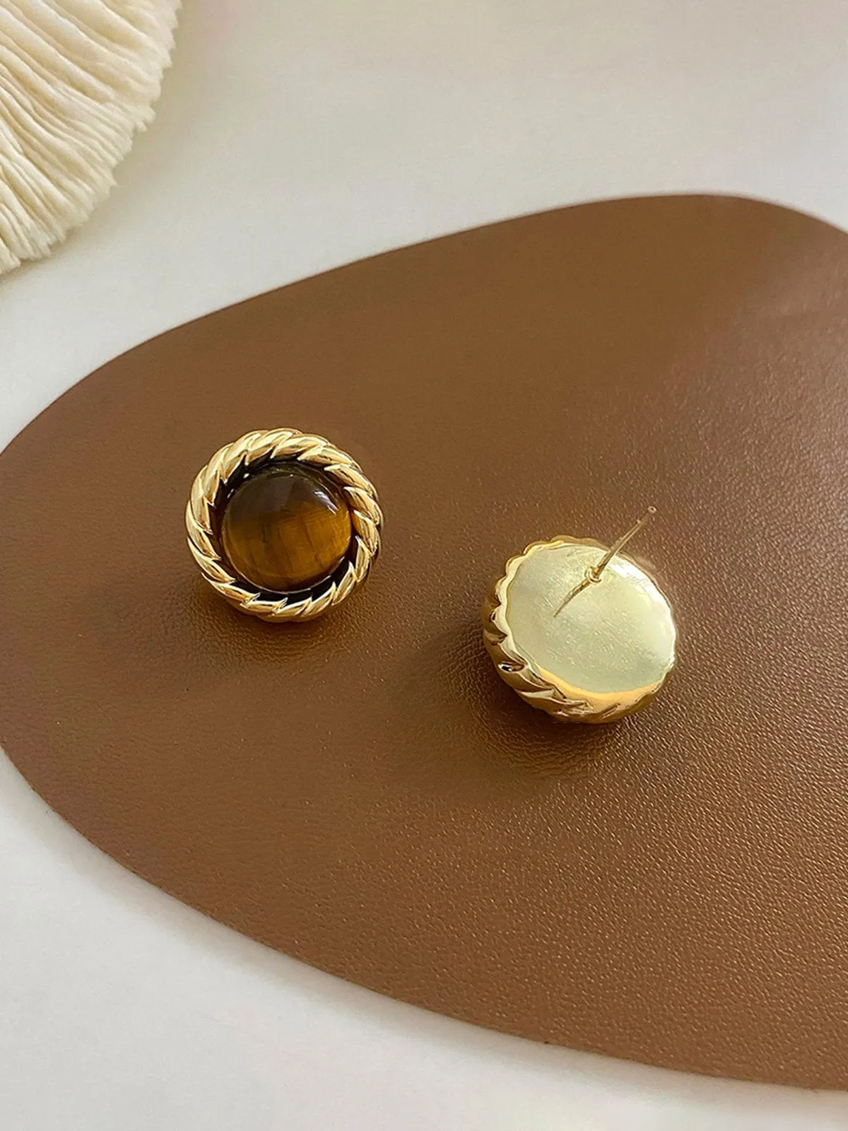 Natural Stone Twist Jewel Stud Earrings sold by Aha Selected product image thumbnail 4