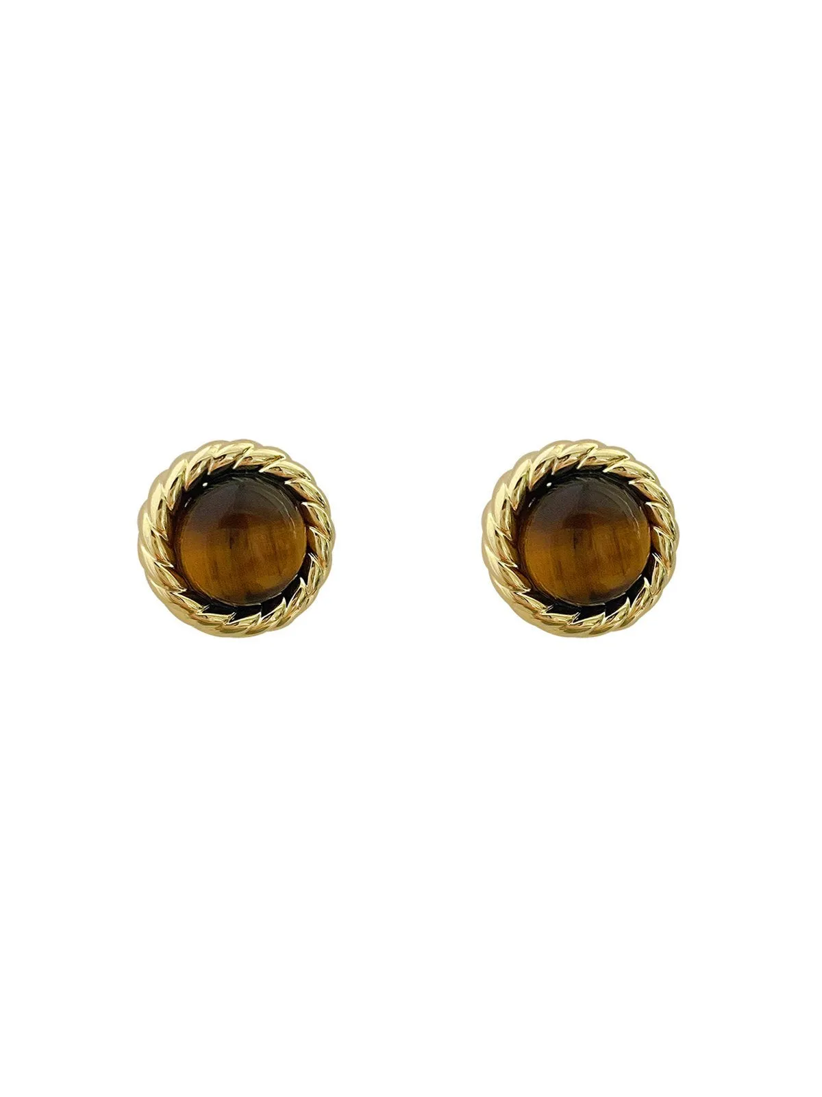 Natural Stone Twist Jewel Stud Earrings sold by Aha Selected