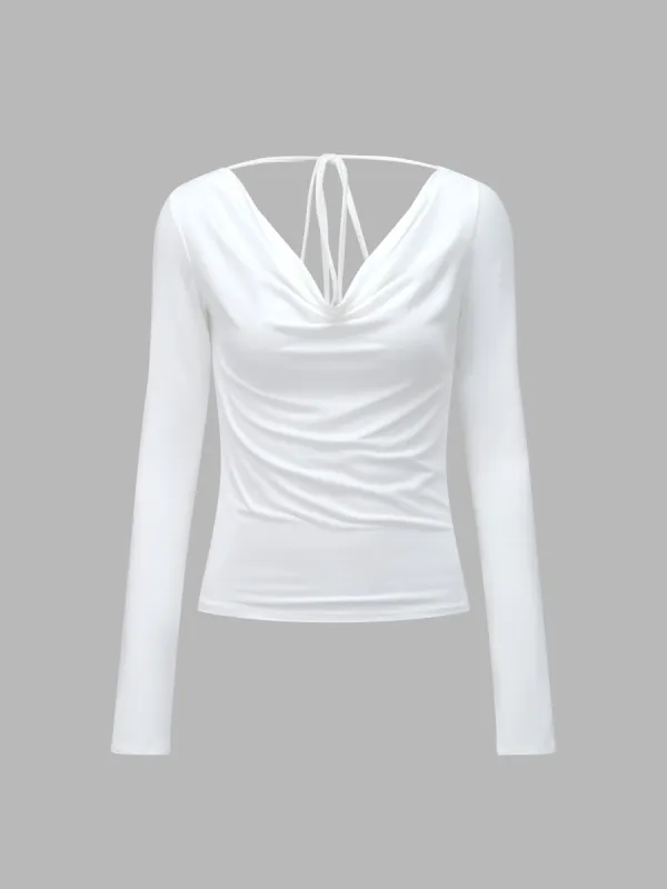 Chic Bodycon Off-Shoulder Long Sleeve Backless T-Shirt sold by Aha Selected