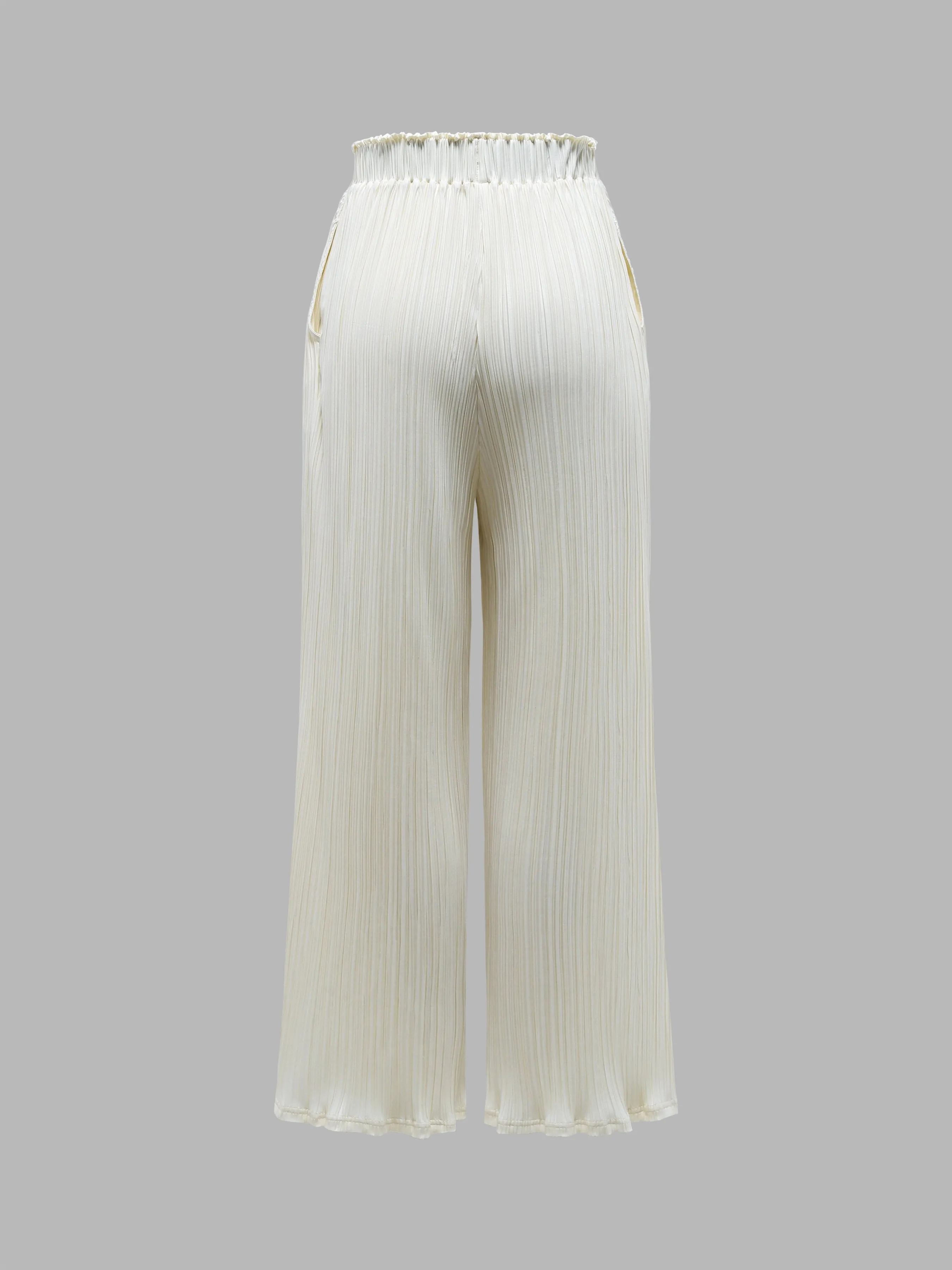 Comfy Elastic Waist Pleated Wide Leg Pants sold by Aha Selected product image thumbnail 3