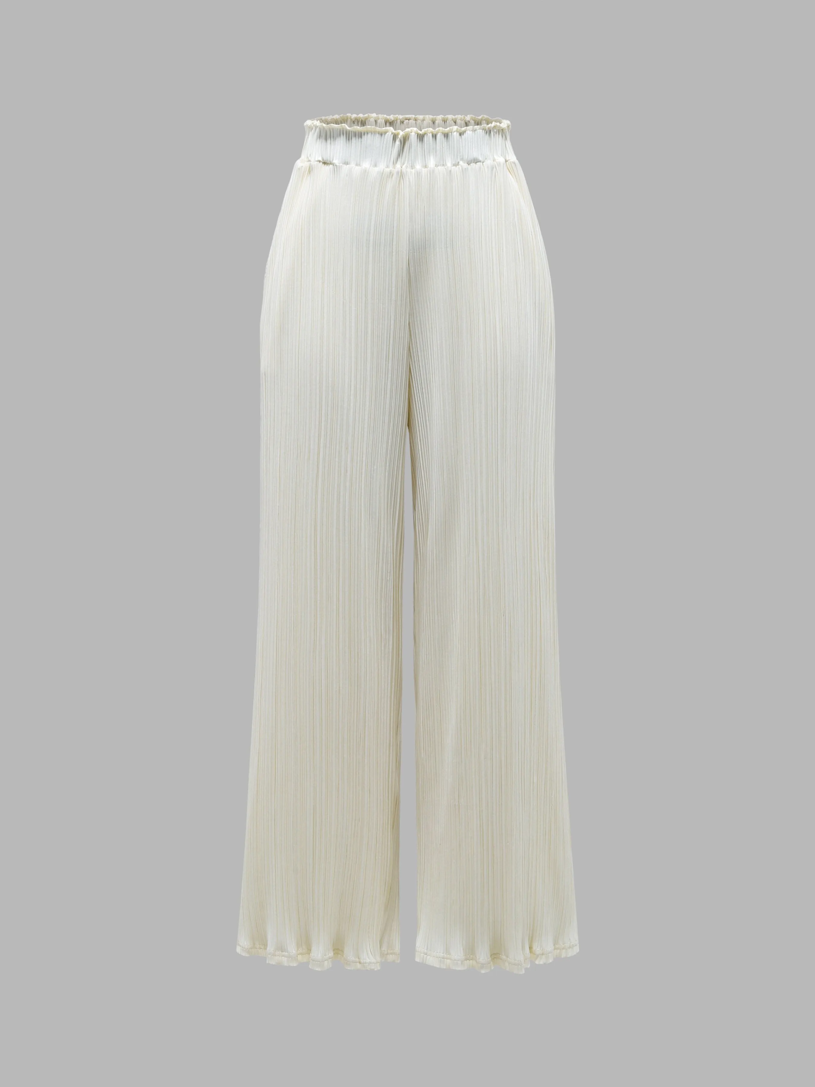 Comfy Elastic Waist Pleated Wide Leg Pants sold by Aha Selected