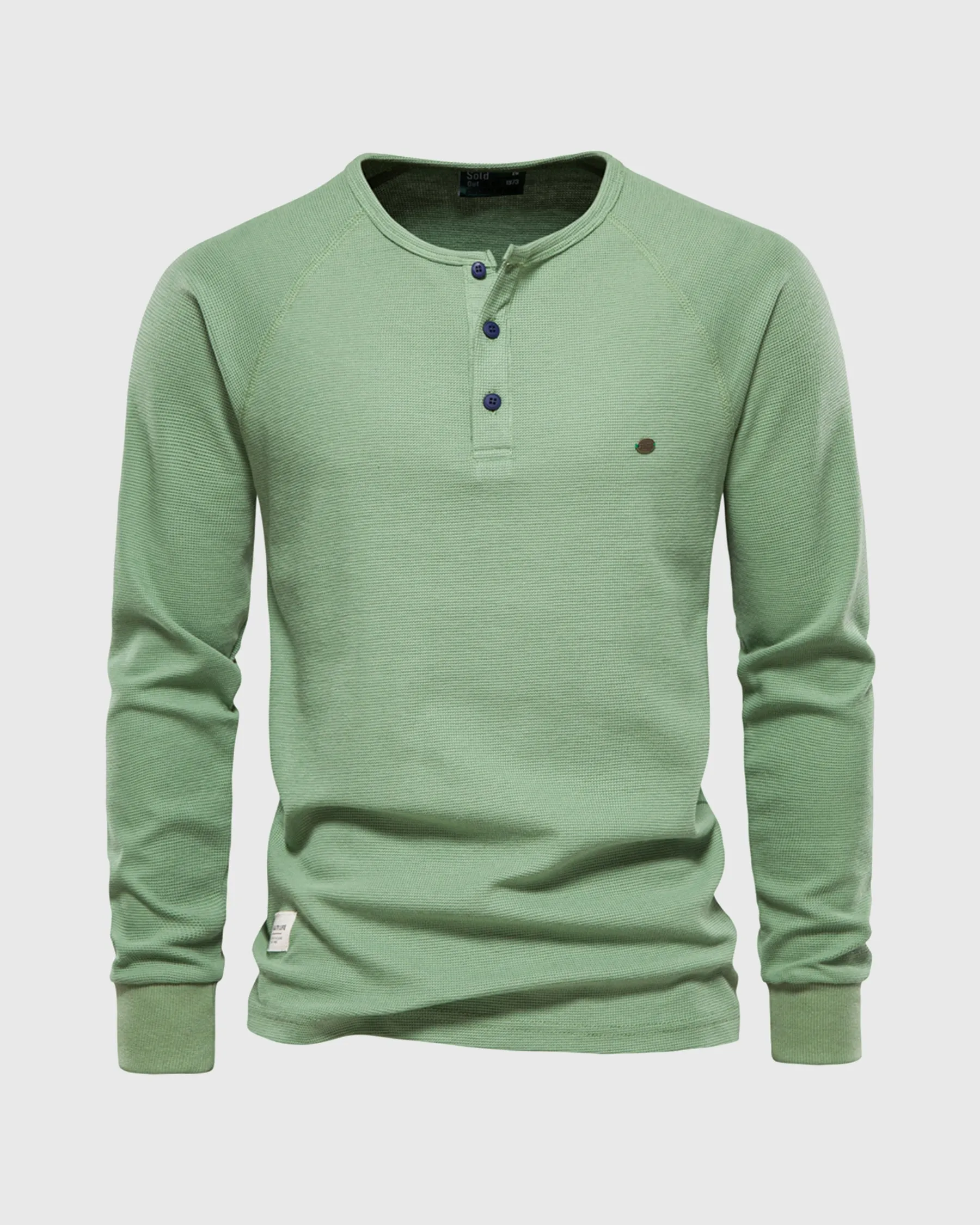 Waffle Henley Long Sleeve T-Shirt sold by Aha Selected product image thumbnail 4
