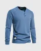 Waffle Henley Long Sleeve T-Shirt New sold by Aha Selected