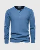 Waffle Henley Long Sleeve T-Shirt New sold by Aha Selected