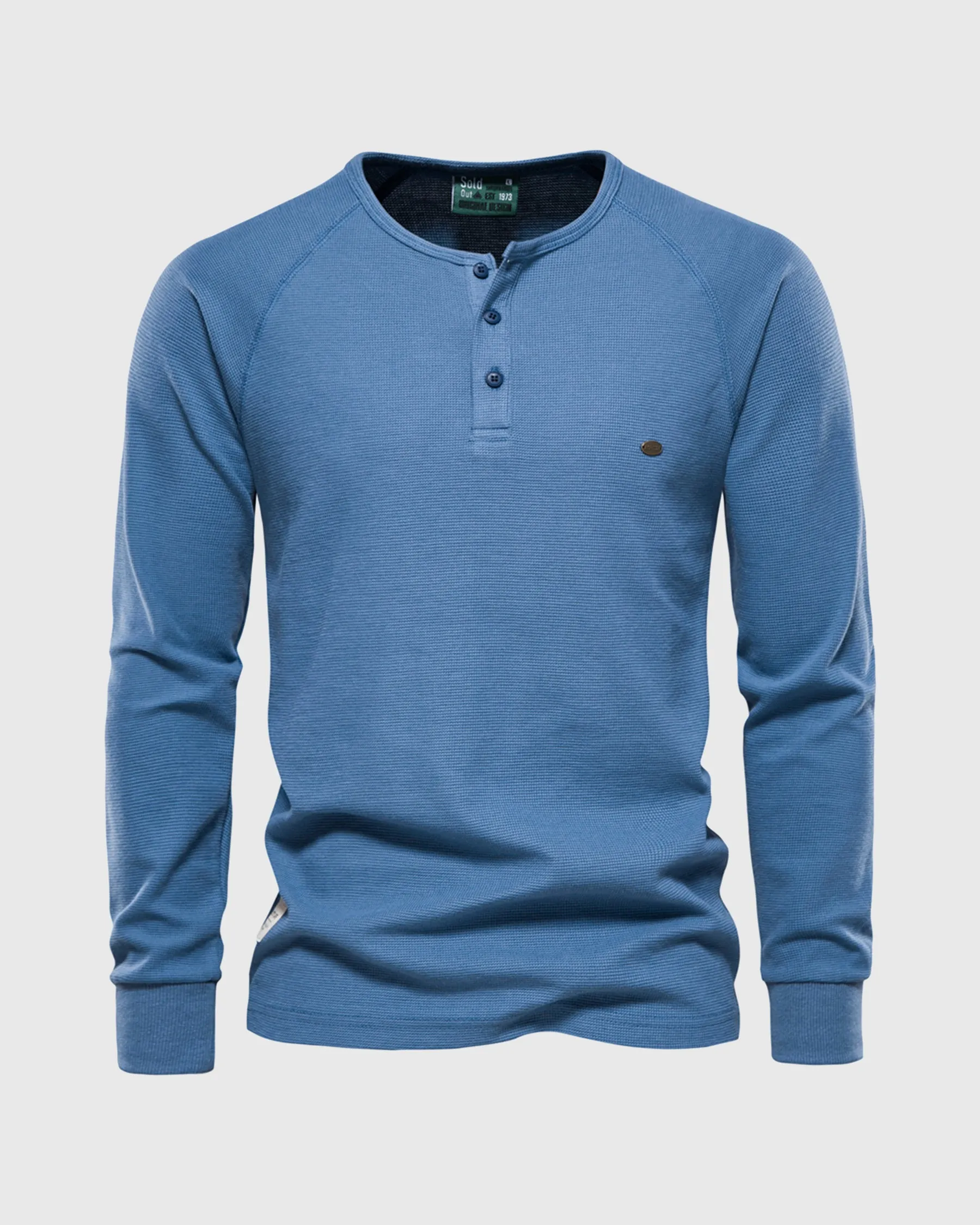 Waffle Henley Long Sleeve T-Shirt New sold by Aha Selected product image thumbnail 5