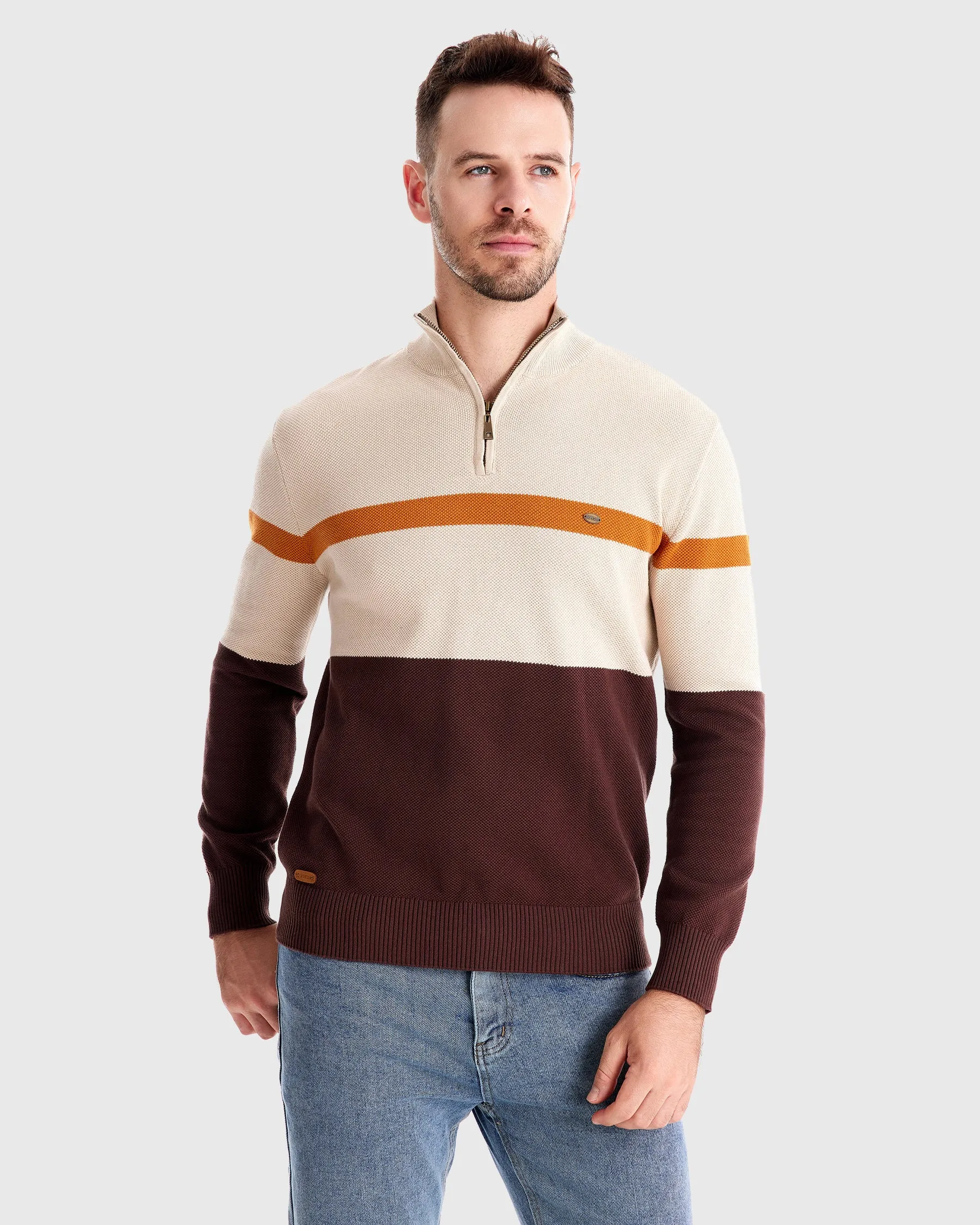 Color-Block Quarter-Zip Sweater sold by Aha Selected product image thumbnail 3