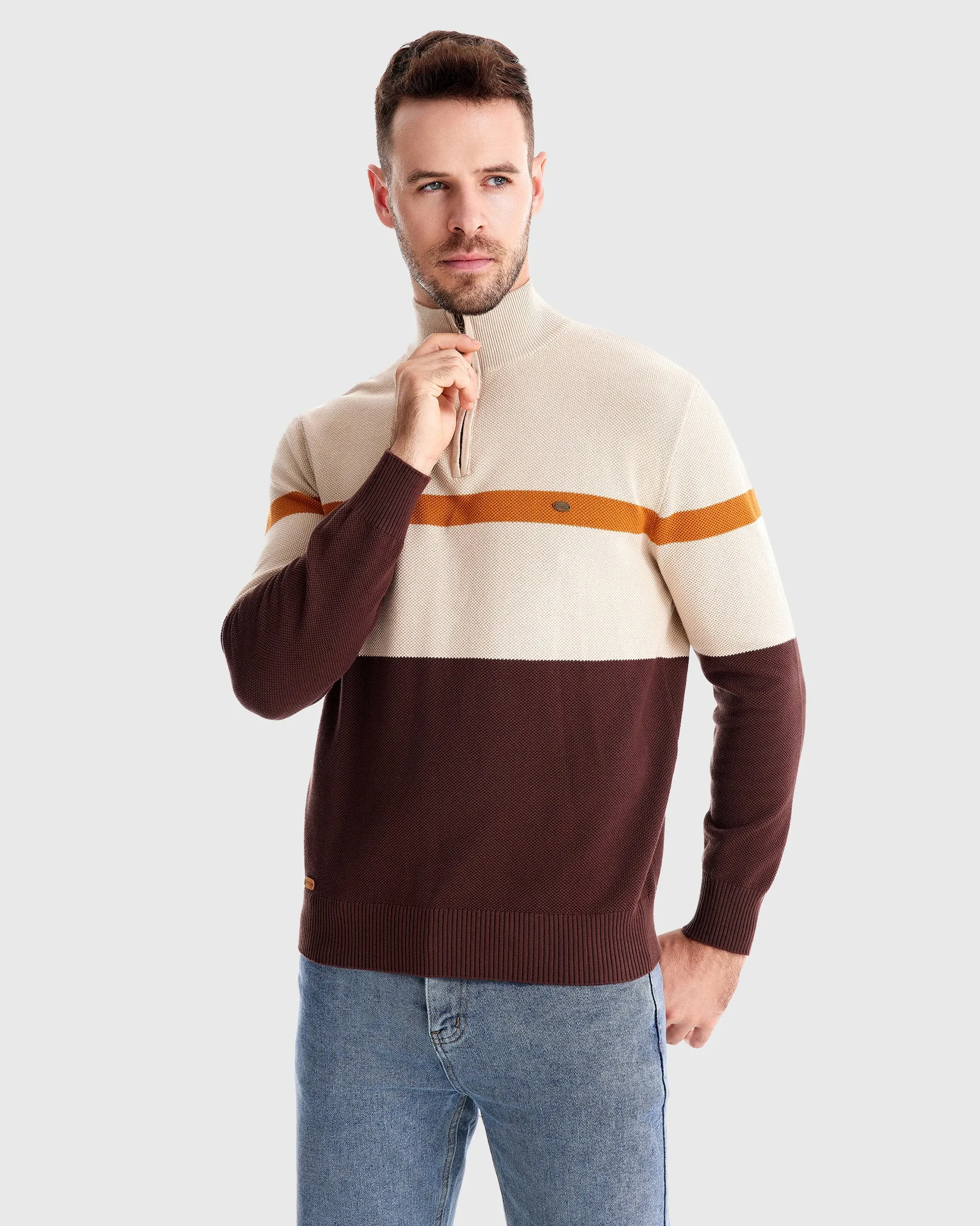 Color-Block Quarter-Zip Sweater sold by Aha Selected product image thumbnail 2
