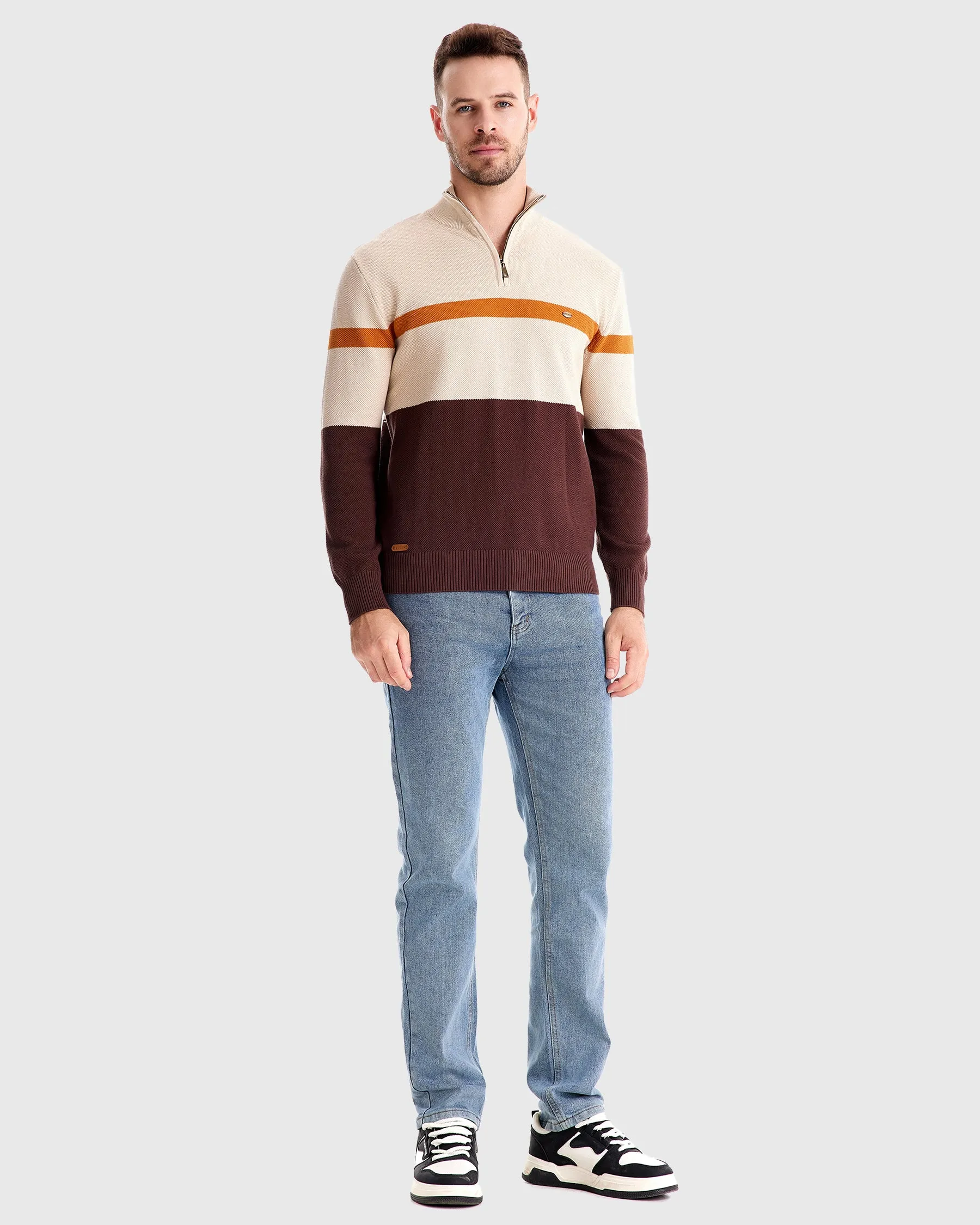 Color-Block Quarter-Zip Sweater sold by Aha Selected product image thumbnail 4