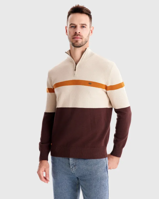 Color-Block Quarter-Zip Sweater sold by Aha Selected