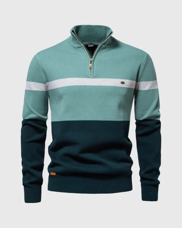 Color-Block Quarter-Zip Sweater New sold by Aha Selected