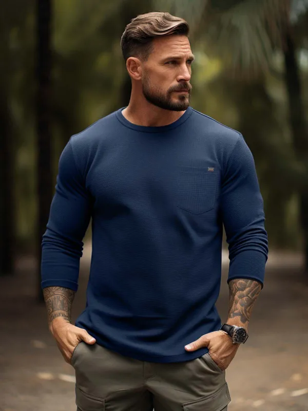 Comfy Cotton Waffle Pocket T-Shirt sold by Aha Selected