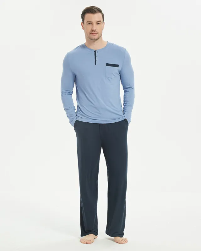 Bamboo Henley Long Sleeve Pajama Set New sold by Aha Selected