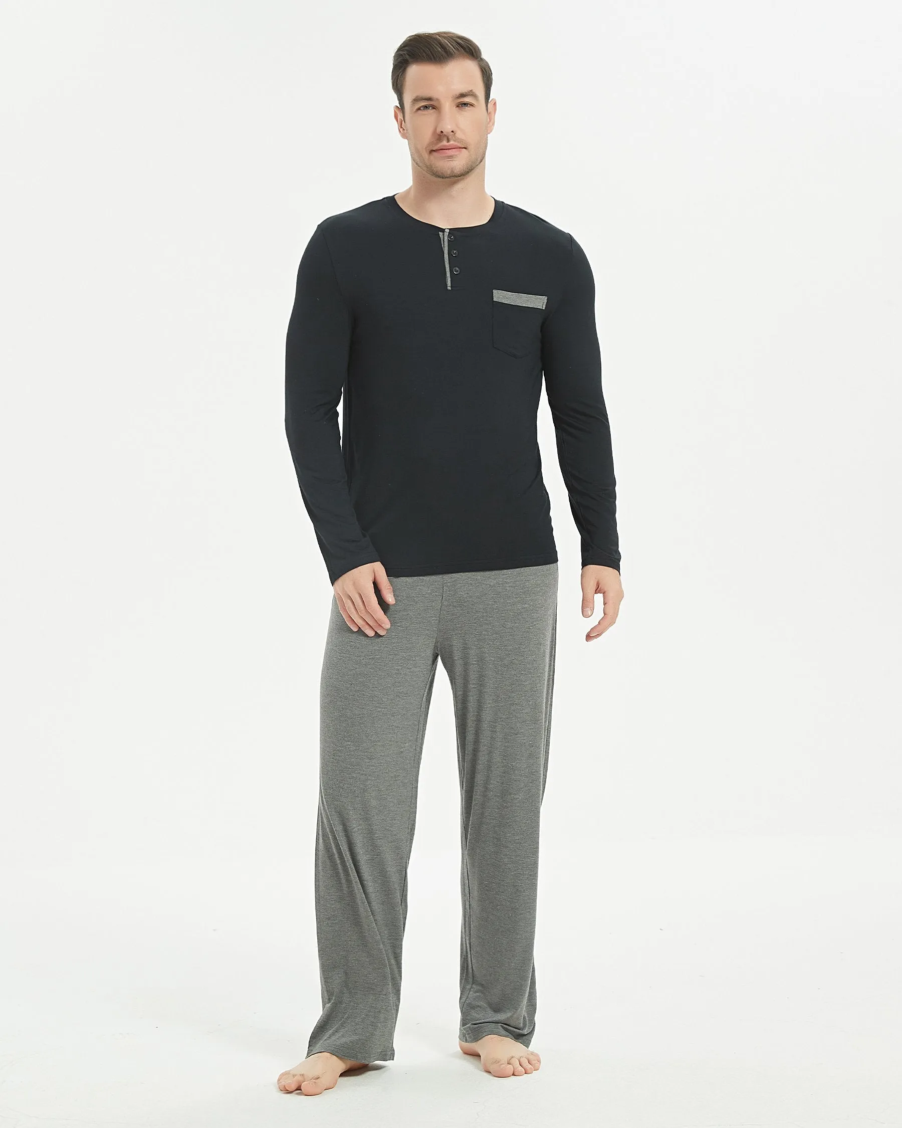 Bamboo Henley Long Sleeve Pajama Set((Final Sale–No Return or Exchange)) sold by Aha Selected product image thumbnail 2