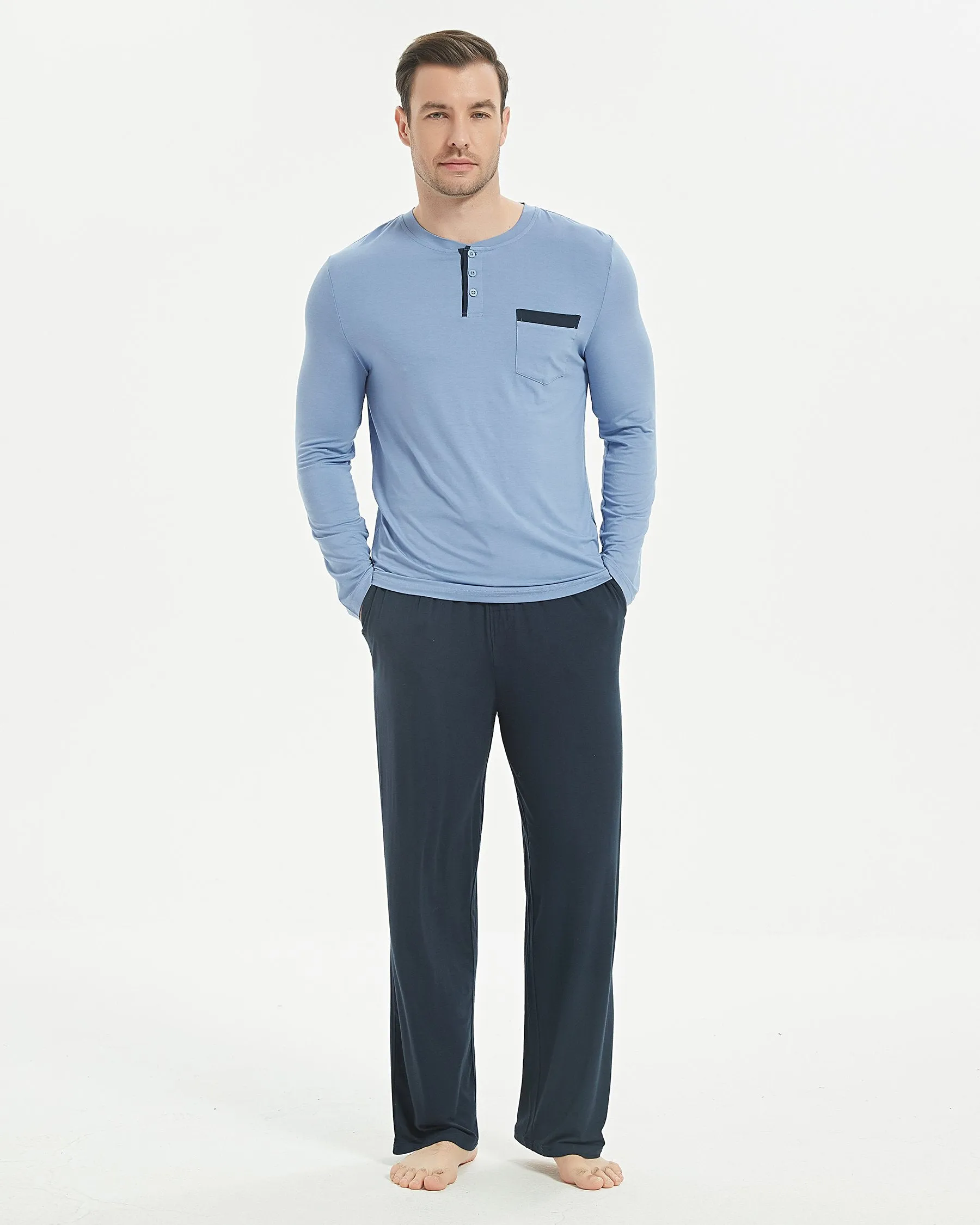 Bamboo Henley Long Sleeve Pajama Set((Final Sale–No Return or Exchange)) sold by Aha Selected product image thumbnail 4