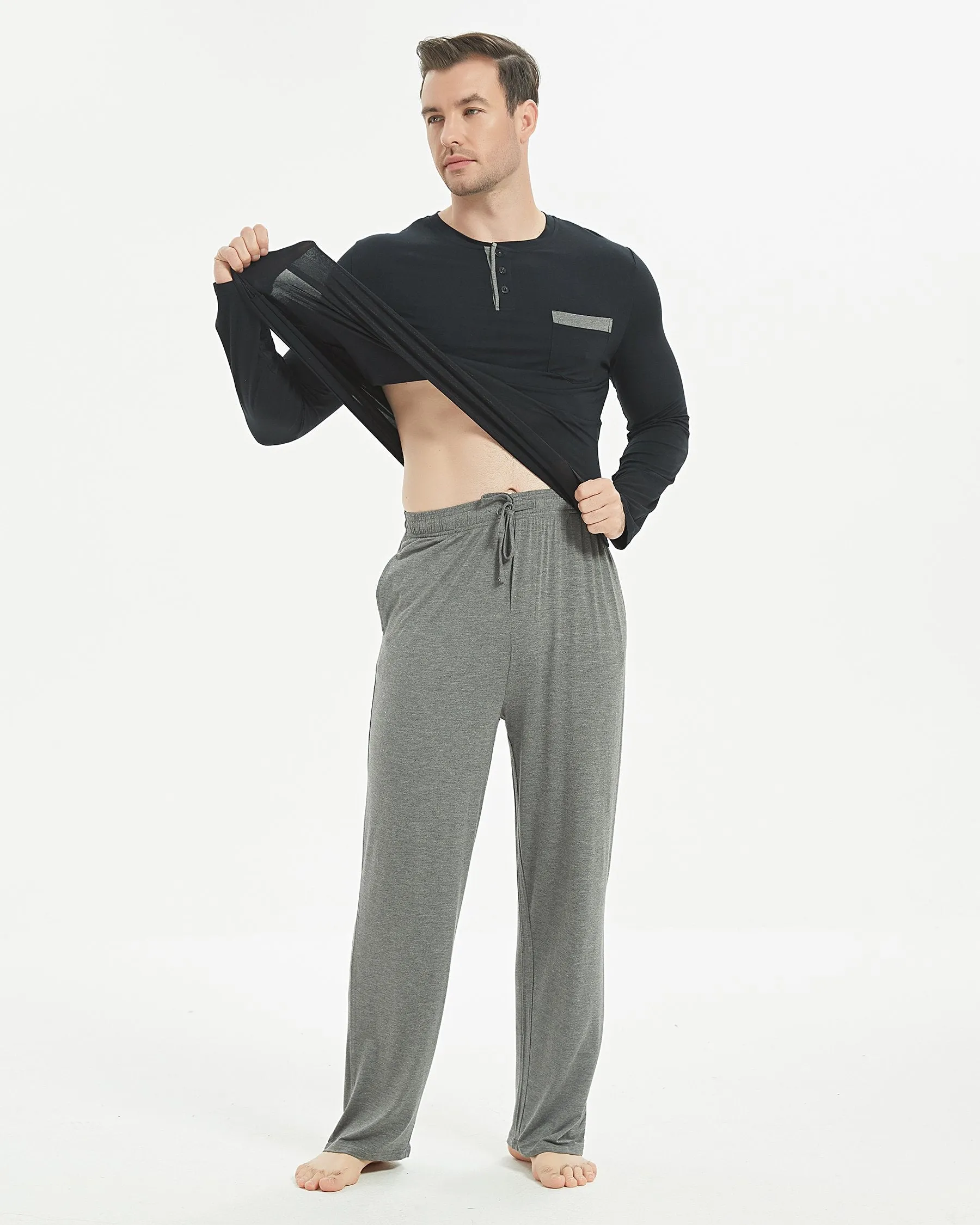 Bamboo Henley Long Sleeve Pajama Set((Final Sale–No Return or Exchange)) sold by Aha Selected product image thumbnail 3