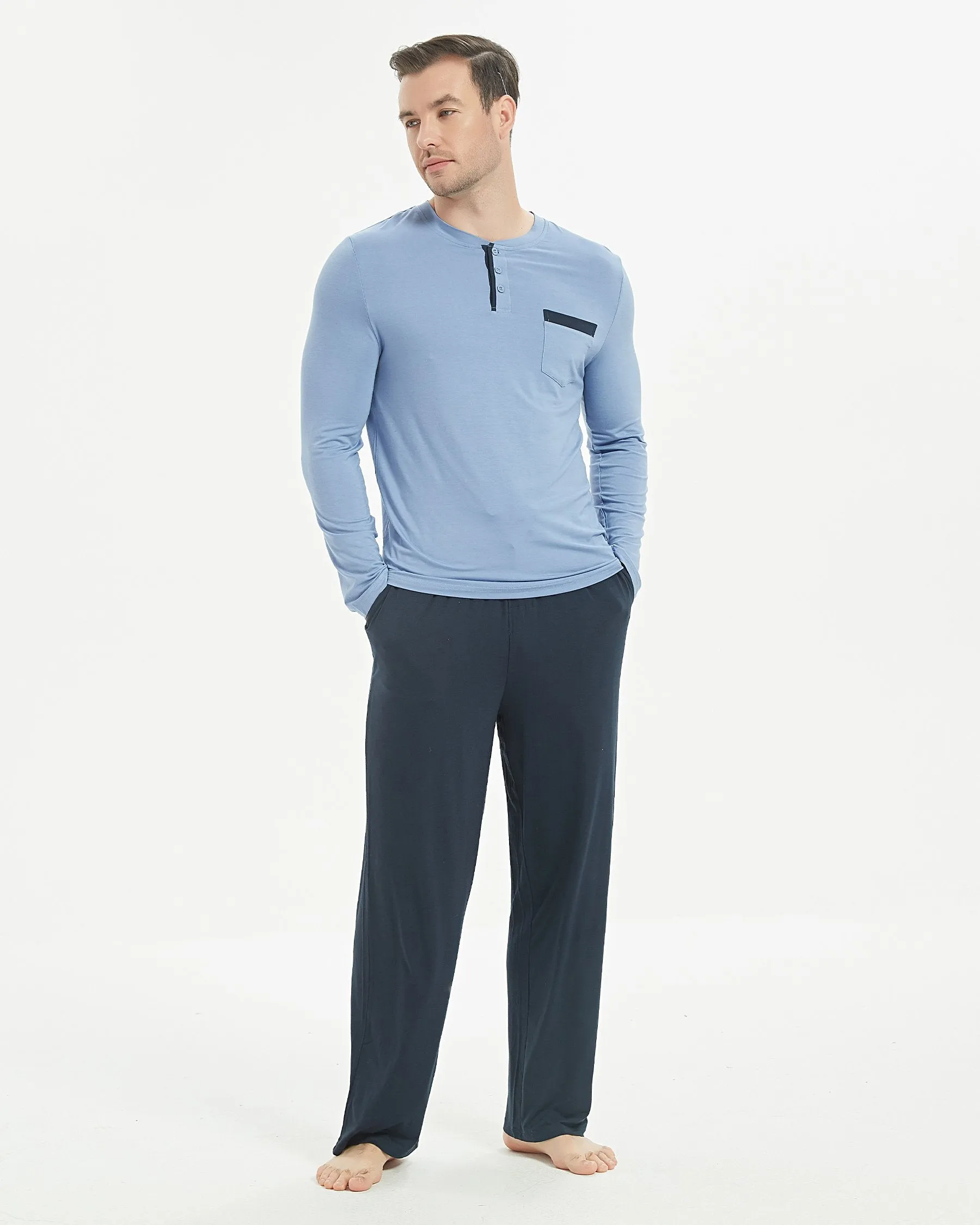 Bamboo Henley Long Sleeve Pajama Set((Final Sale–No Return or Exchange)) sold by Aha Selected product image thumbnail 5