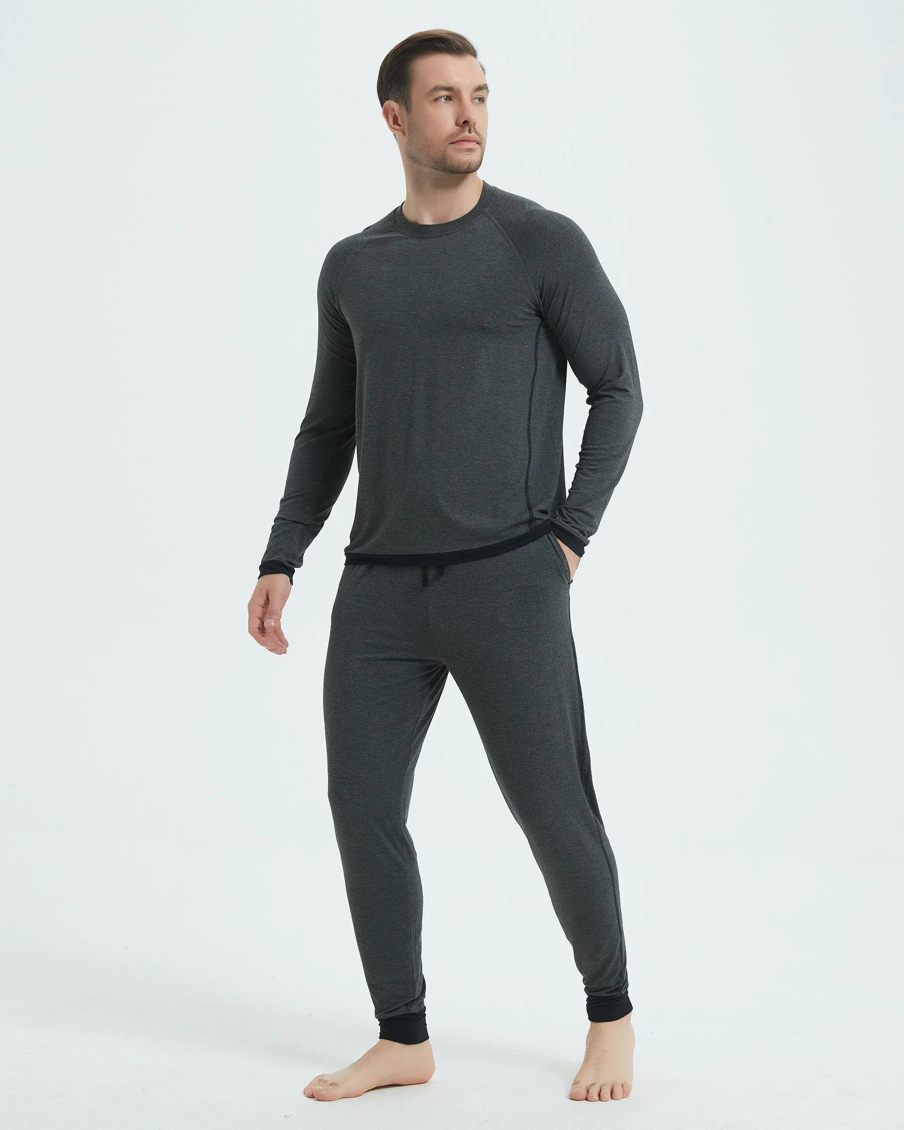 Bamboo Color Block Hem Long Sleeve Pajama Set New sold by Aha Selected product image thumbnail 2