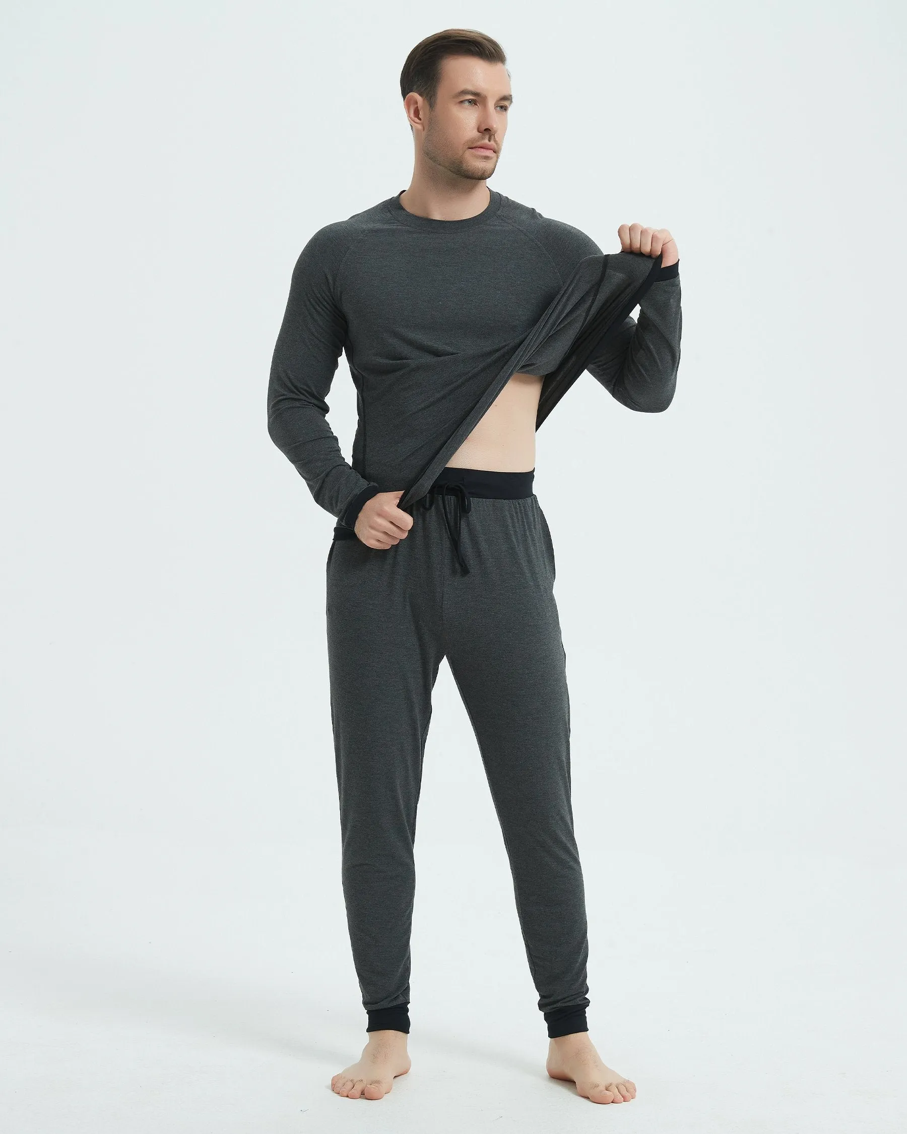 Bamboo Color Block Hem Long Sleeve Pajama Set New sold by Aha Selected product image thumbnail 4