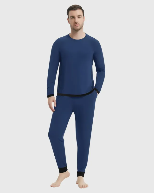 Bamboo Color Block Hem Long Sleeve Pajama Set New sold by Aha Selected