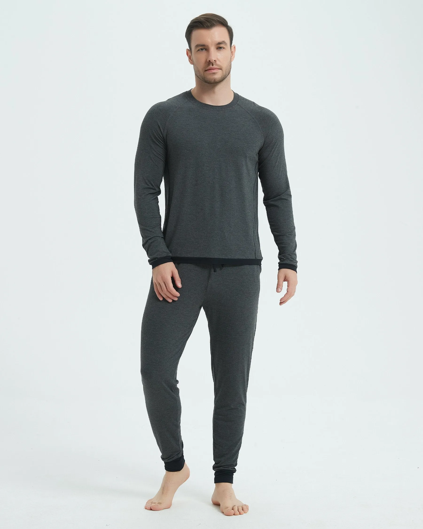 Bamboo Color Block Hem Long Sleeve Pajama Set New sold by Aha Selected product image thumbnail 3