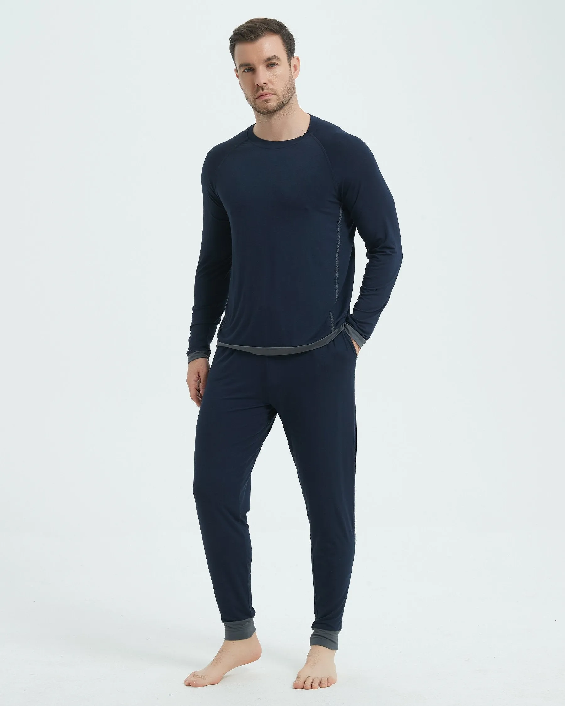 Bamboo Color Block Hem Long Sleeve Pajama Set New sold by Aha Selected product image thumbnail 5