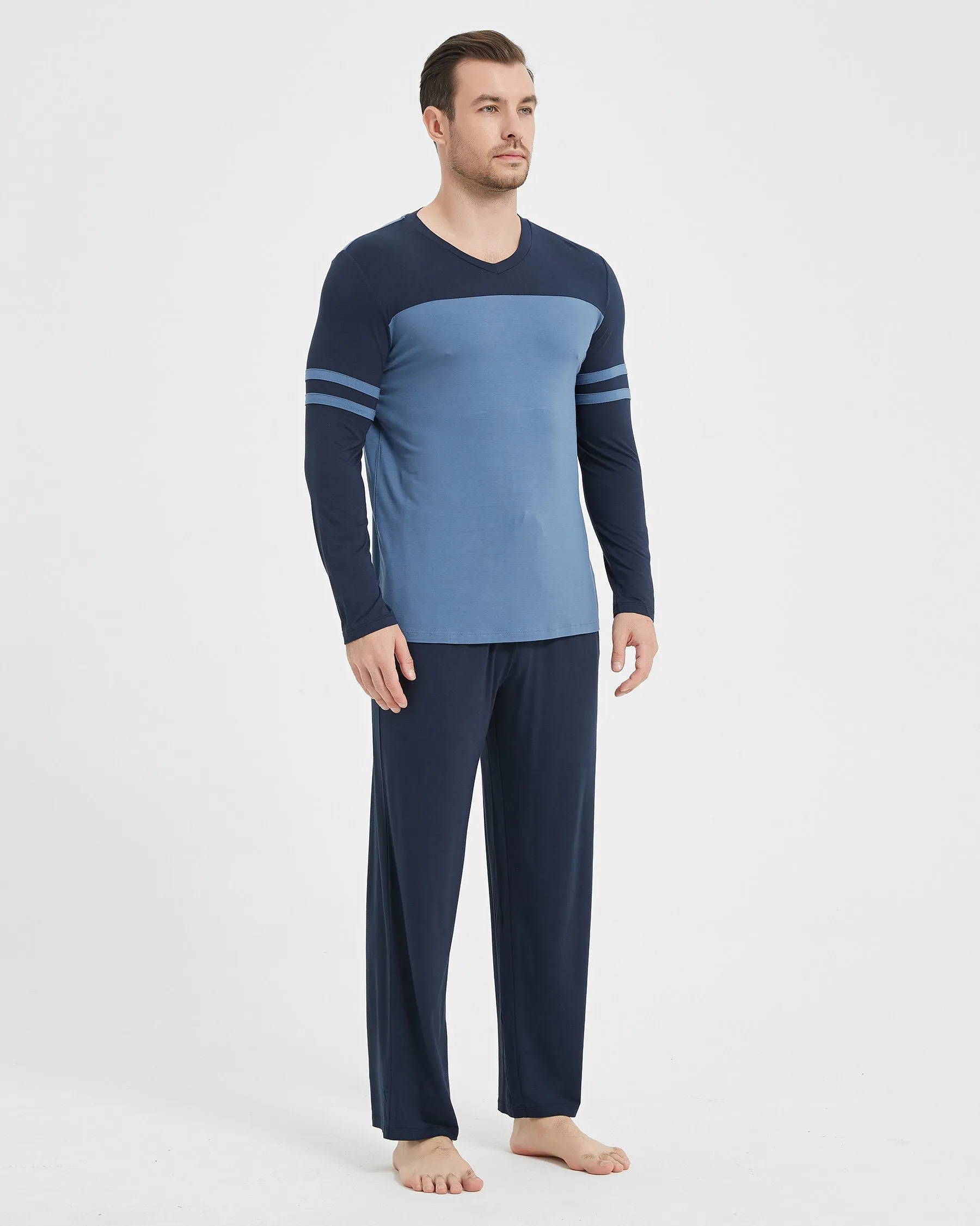 Bamboo Stripe Color Block Long Sleeve Pajama Set New sold by Aha Selected product image thumbnail 5