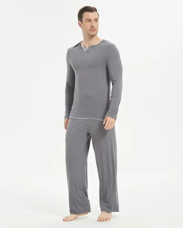 Bamboo Stripe V-Neck Long Sleeve Pajama Set New sold by Aha Selected