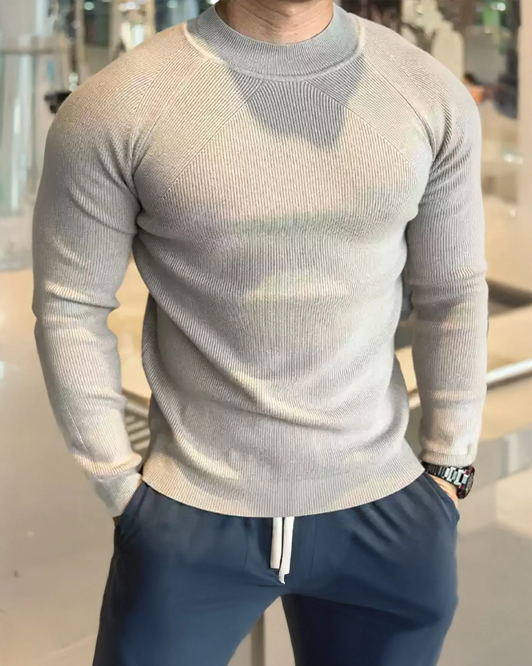 Apex Muscle Fit Ribbed Pullover Sweater Shirt sold by Aha Selected product image thumbnail 3