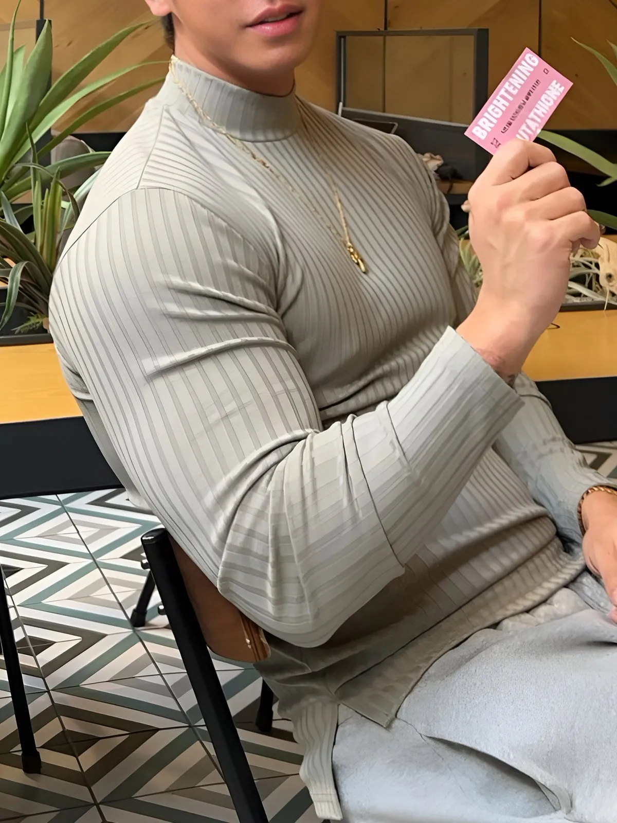 Stretch Rib Jersey Mockneck Long Sleeves Shirt sold by Aha Selected product image thumbnail 3