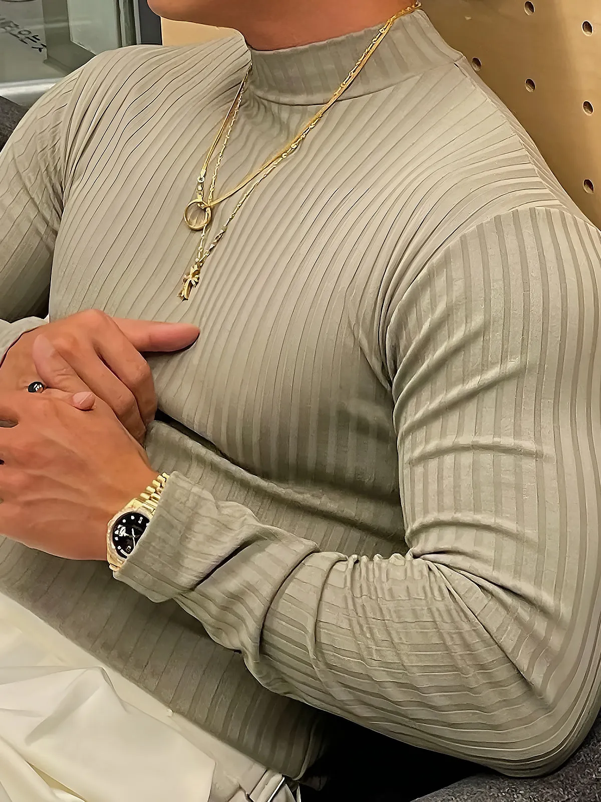 Stretch Rib Jersey Mockneck Long Sleeves Shirt sold by Aha Selected product image thumbnail 2