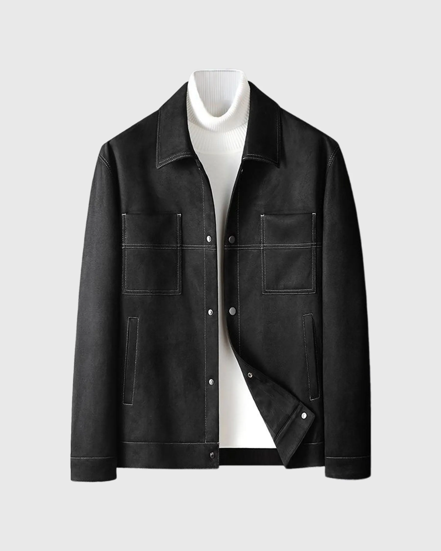 Stitchwork Suede Utility Jacket sold by Aha Selected